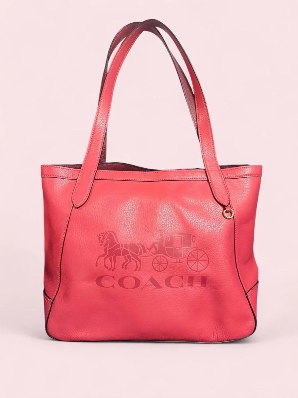 Coach Horse & Carriage Tote Raspberry Pink Pebble Leather